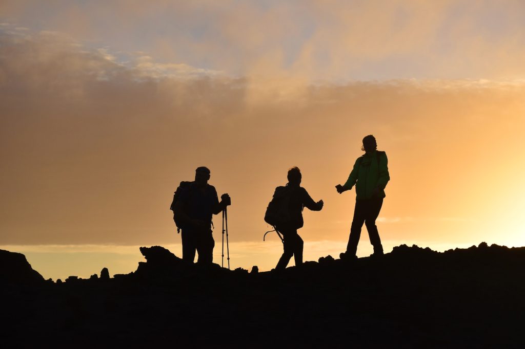 Hiking on Capelinhos volcano on Faial island, Azores, Portugal
